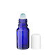 Blaue Glasflasche 10 ml Roll-on mit weißem Schraubverschluss