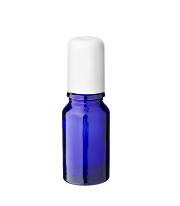 Blaue Glasflasche 10 ml Roll-on mit weißem Schraubverschluss