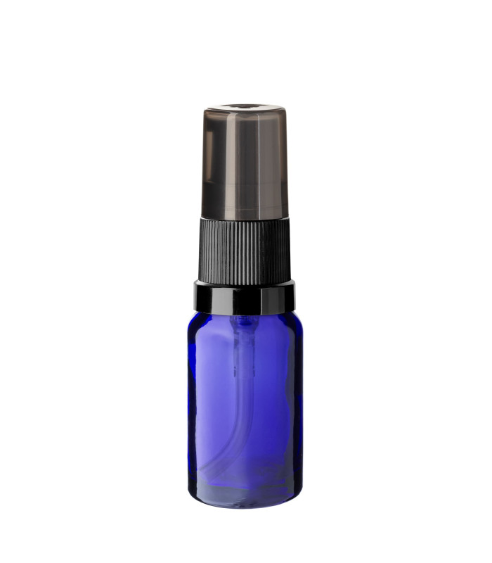 Glasflasche 10 ml blau mit schwarzer Pumpe [1]
