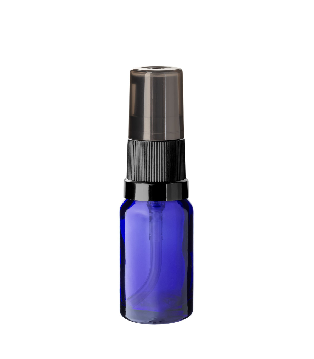 Glasflasche 10 ml blau mit schwarzer Pumpe [1]