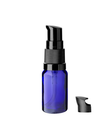 Glasflasche 10 ml blau mit schwarzer Pumpe [2]