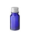 Glasflasche 10 ml blau mit silbernem Aluminium-Schraubverschluss