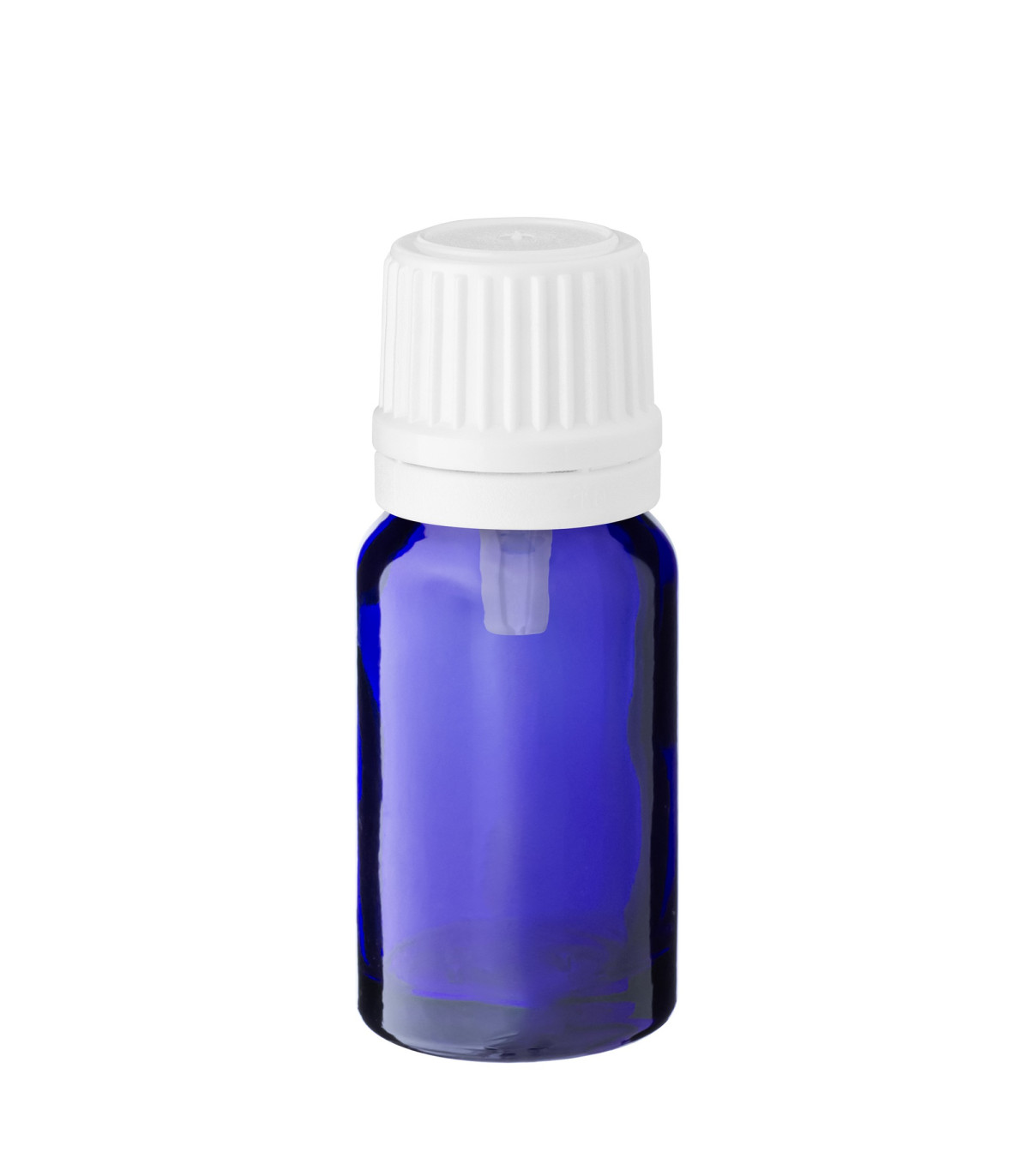 Glasflasche 10 ml blau mit weißem Tropfer
