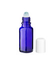 Glasflasche 20 ml blau Roll-On mit weißem Schraubverschluss