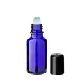 Glasflasche 20 ml blau Roll-On mit schwarzem Schraubverschluss