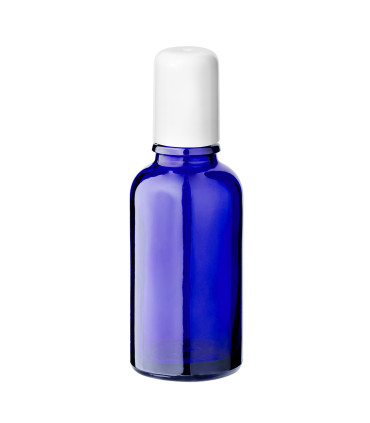 Glasflasche 30 ml blau Roll-On mit weißem Schraubverschluss