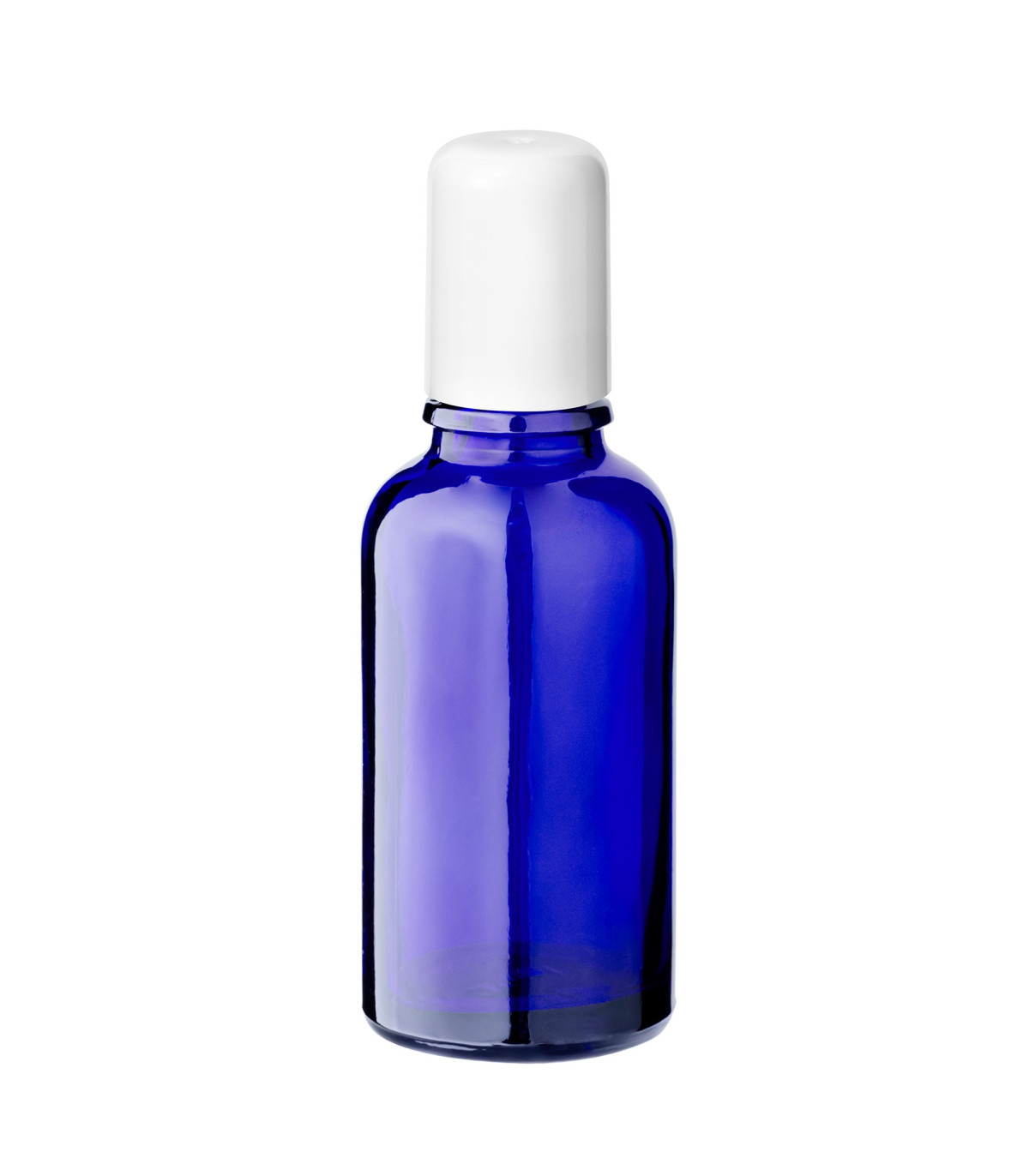 Glasflasche 30 ml blau Roll-On mit weißem Schraubverschluss