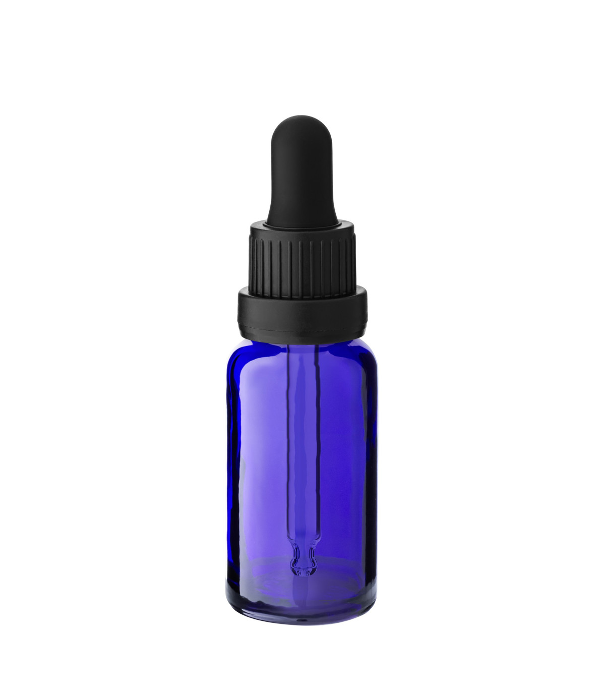 Blaue 20-ml-Glasflasche mit schwarzer Pipette für Kosmetikprodukte