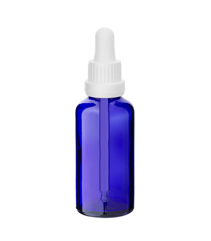 50-ml-Blauglasflasche mit weißer Pipette