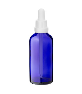 100-ml-Blauglasflasche mit weißer Pipette