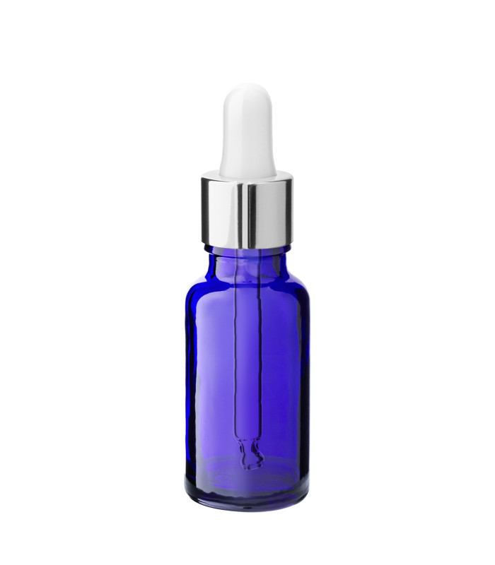 20-ml-Blauglasflasche mit silberner Pipette