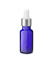 Glasflasche blau 20 ml mit silberner Glaspipette für Pflegeöle