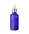 Glasflasche blau 50 ml mit silberner Glaspipette für Pflegeöle