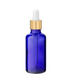 Glasflasche 50 ml blau mit goldener Pipette