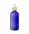 Glasflasche blau 100 ml mit goldener Glaspipette für Pflegeprodukte