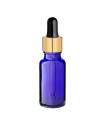 Glasflasche 20 ml blau mit goldener Pipette [2]