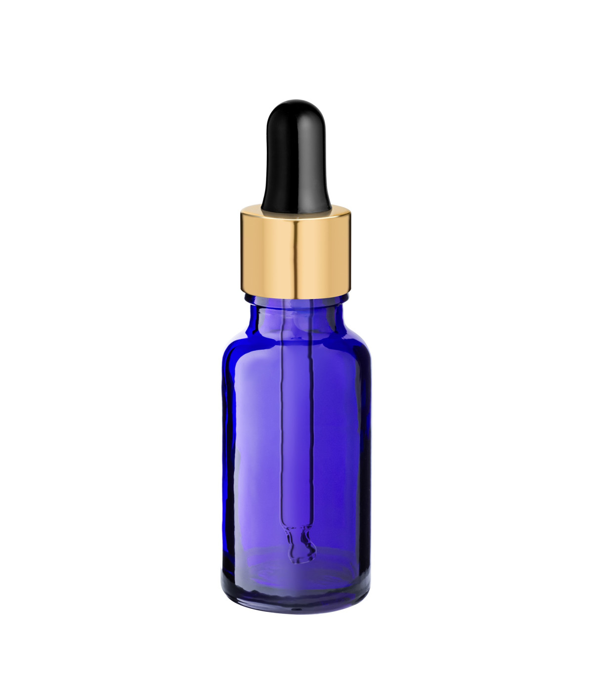 Glasflasche 20 ml blau mit goldener Pipette [2]