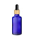 Blaue Glasflasche 50 ml mit goldener Pipette [2]