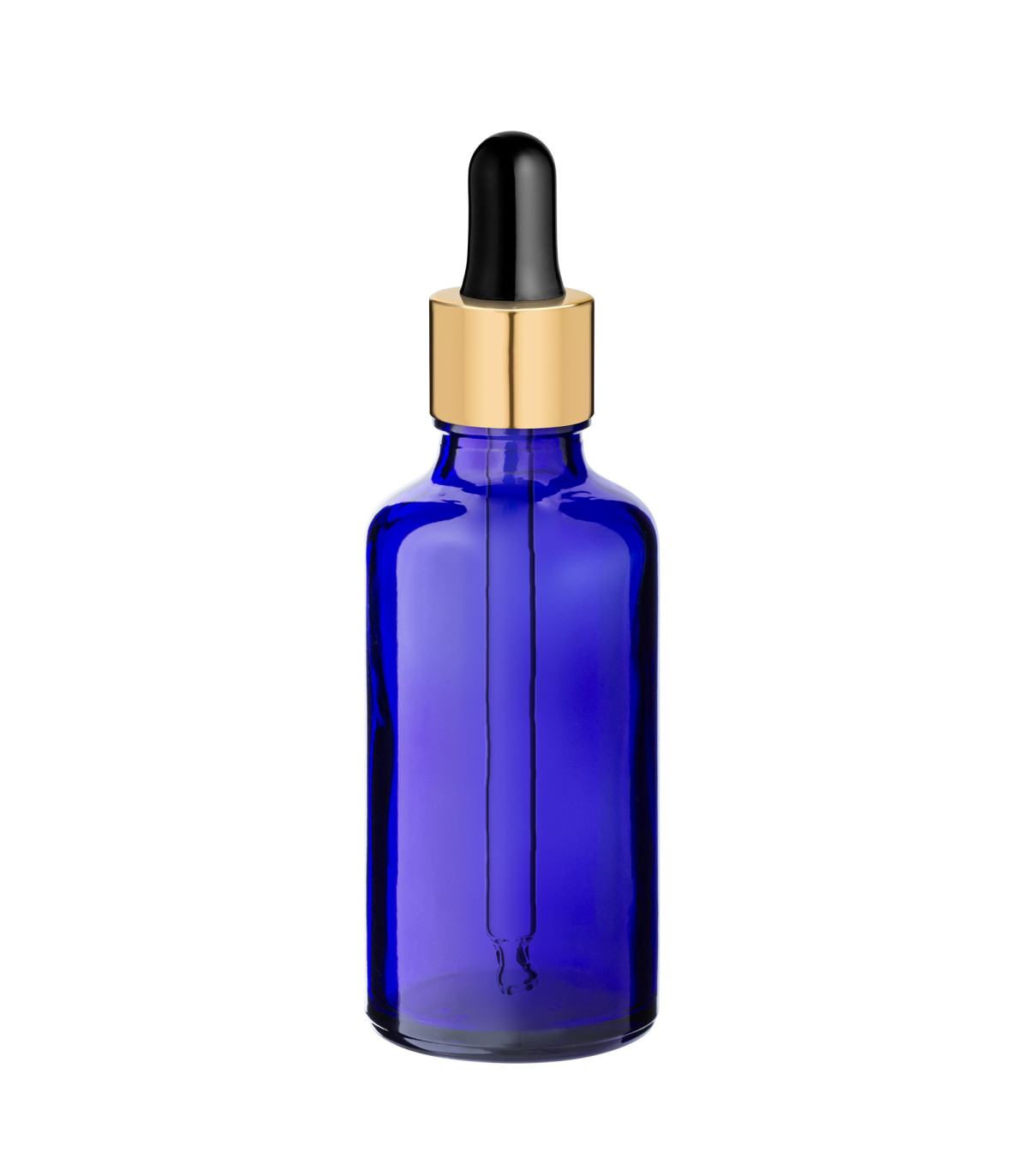 Blaue Glasflasche 50 ml mit goldener Pipette [2]