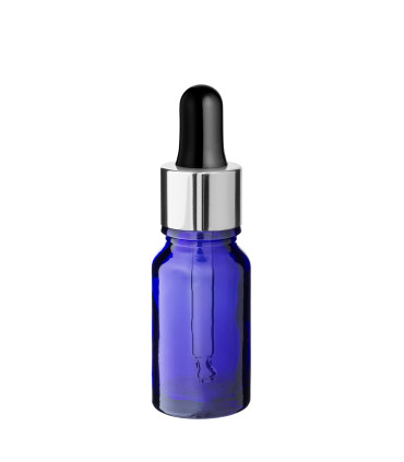 Glasflasche 10 ml blau mit silberner Pipette [2]