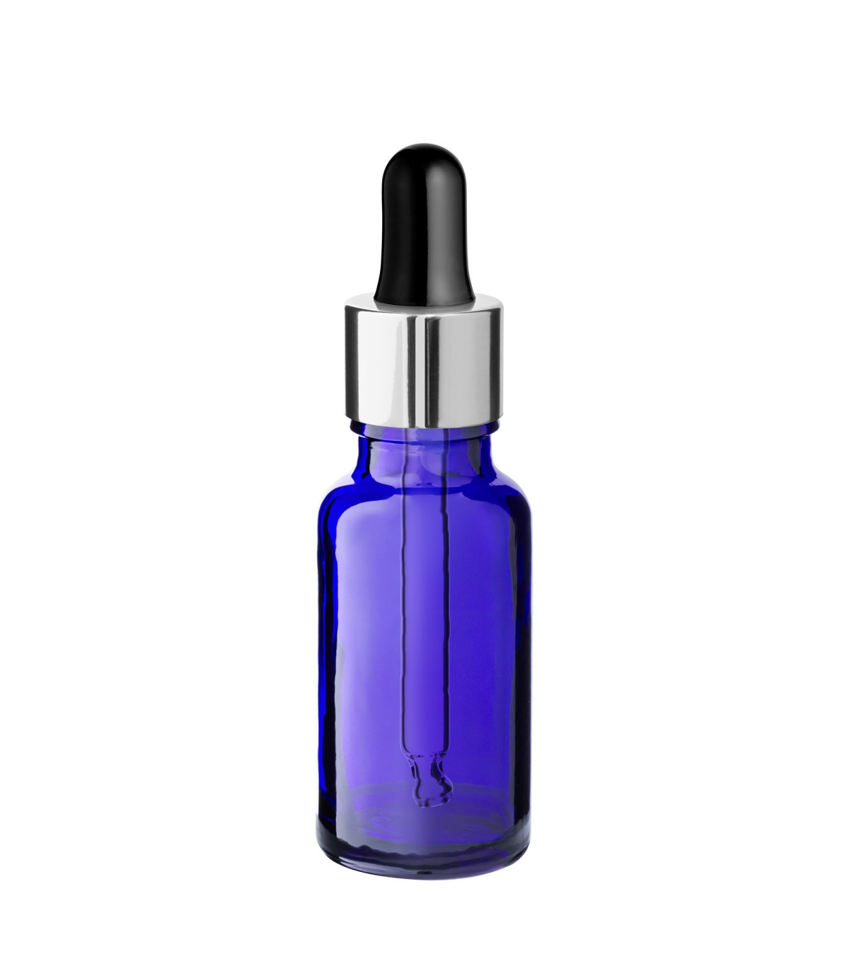 Glasflasche 20 ml blau mit silberner Pipette [2]