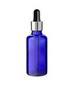 Glasflasche 50 ml blau mit silberner Pipette [2]