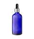 Glasflasche 100 ml blau mit silberner Pipette [2]