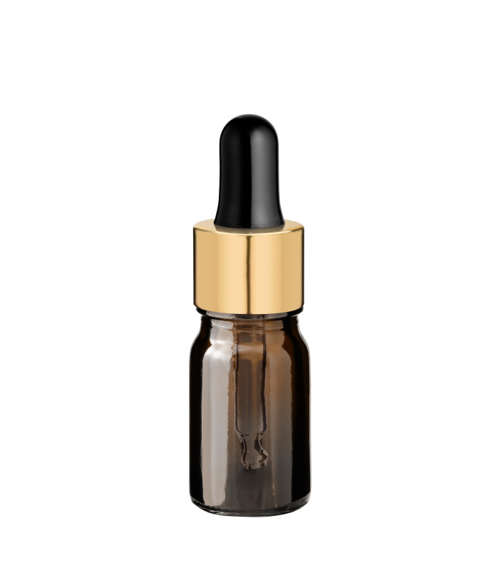 Braune Glasflasche 5 ml mit goldener Pipette [2]