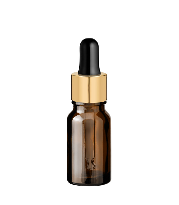 Braune Glasflasche 10 ml mit goldener Pipette [2]
