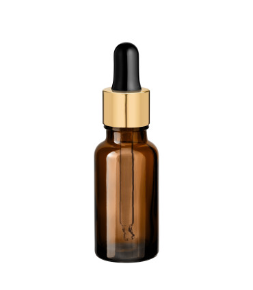 Glasflasche 20 ml braun mit goldener Pipette [2]