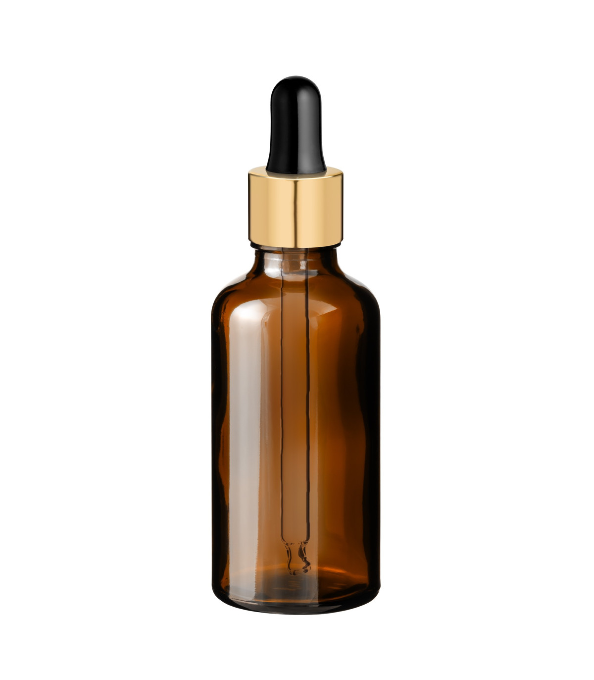 Glasflasche 50 ml braun mit goldener Pipette [2]