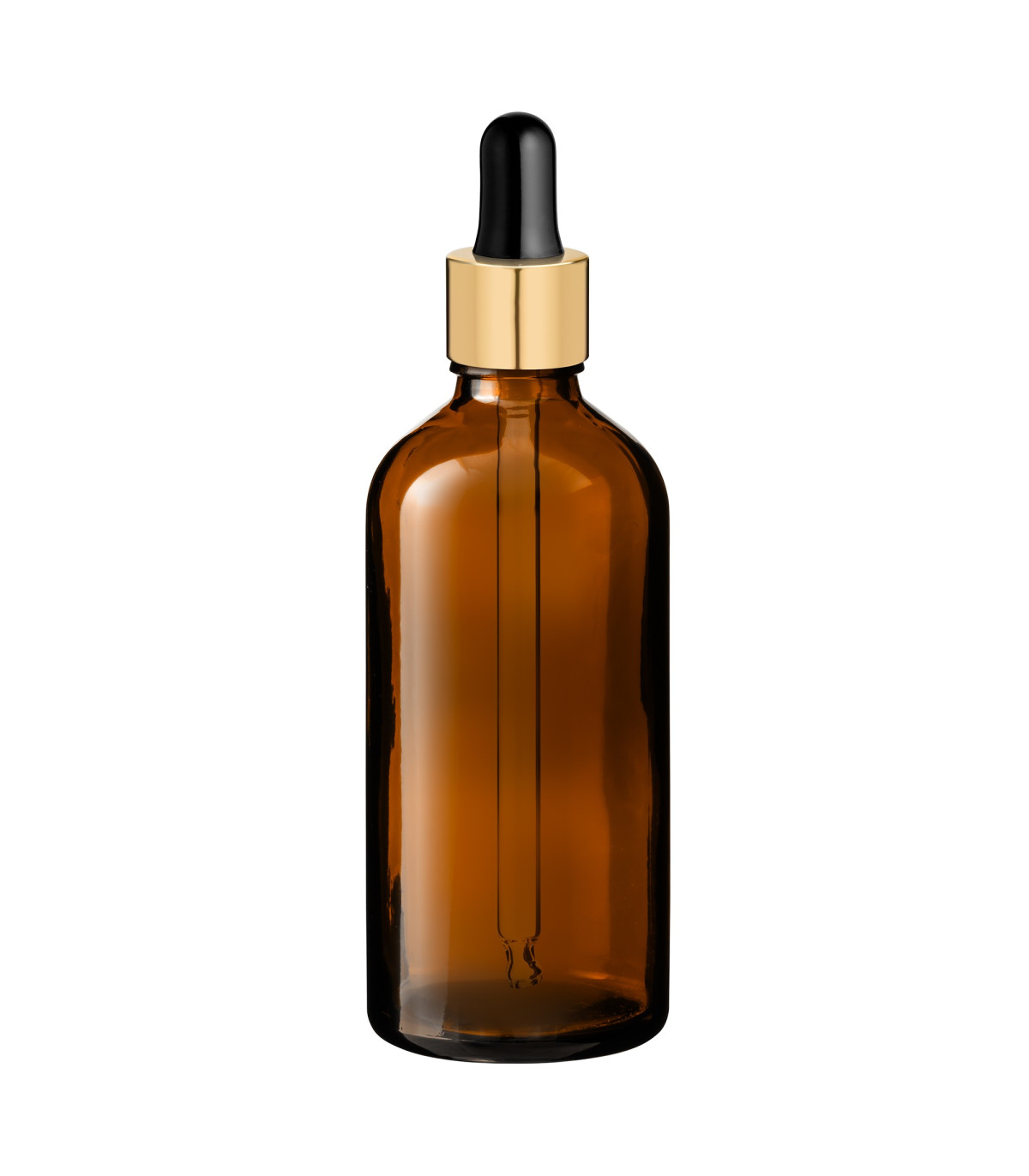 Glasflasche 100 ml braun mit goldener Pipette [2]