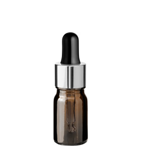 Braune Glasflasche 5 ml mit silberner Pipette [2]