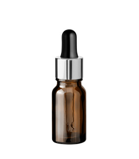Glasflasche 10 ml braun mit silberner Pipette [2]