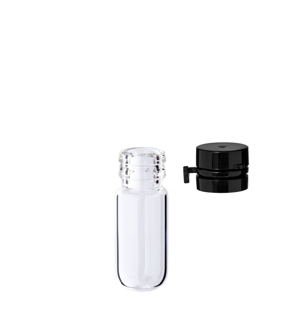 Glasfläschchen 2 ml klar mit schwarzem Flip-Top-Verschluss [1]