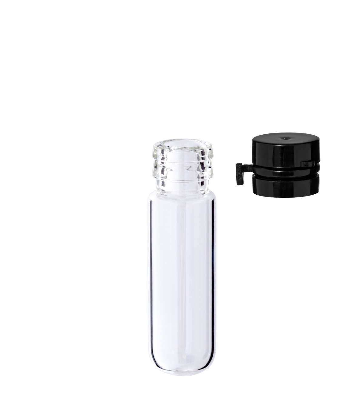 Glasfläschchen 3 ml klar mit schwarzem Flip-Top-Verschluss [1]