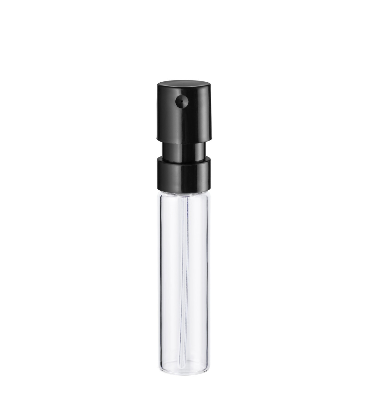 Glasfläschchen 2 ml klar mit schwarzem Push-on-Zerstäuber