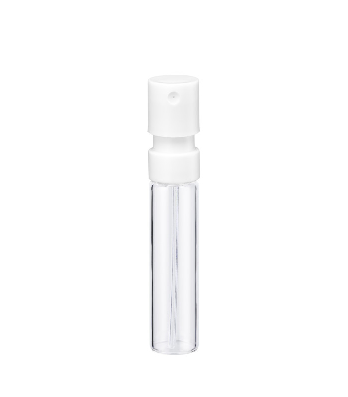 Glasfläschchen 2 ml klar mit weißem Push-on-Zerstäuber