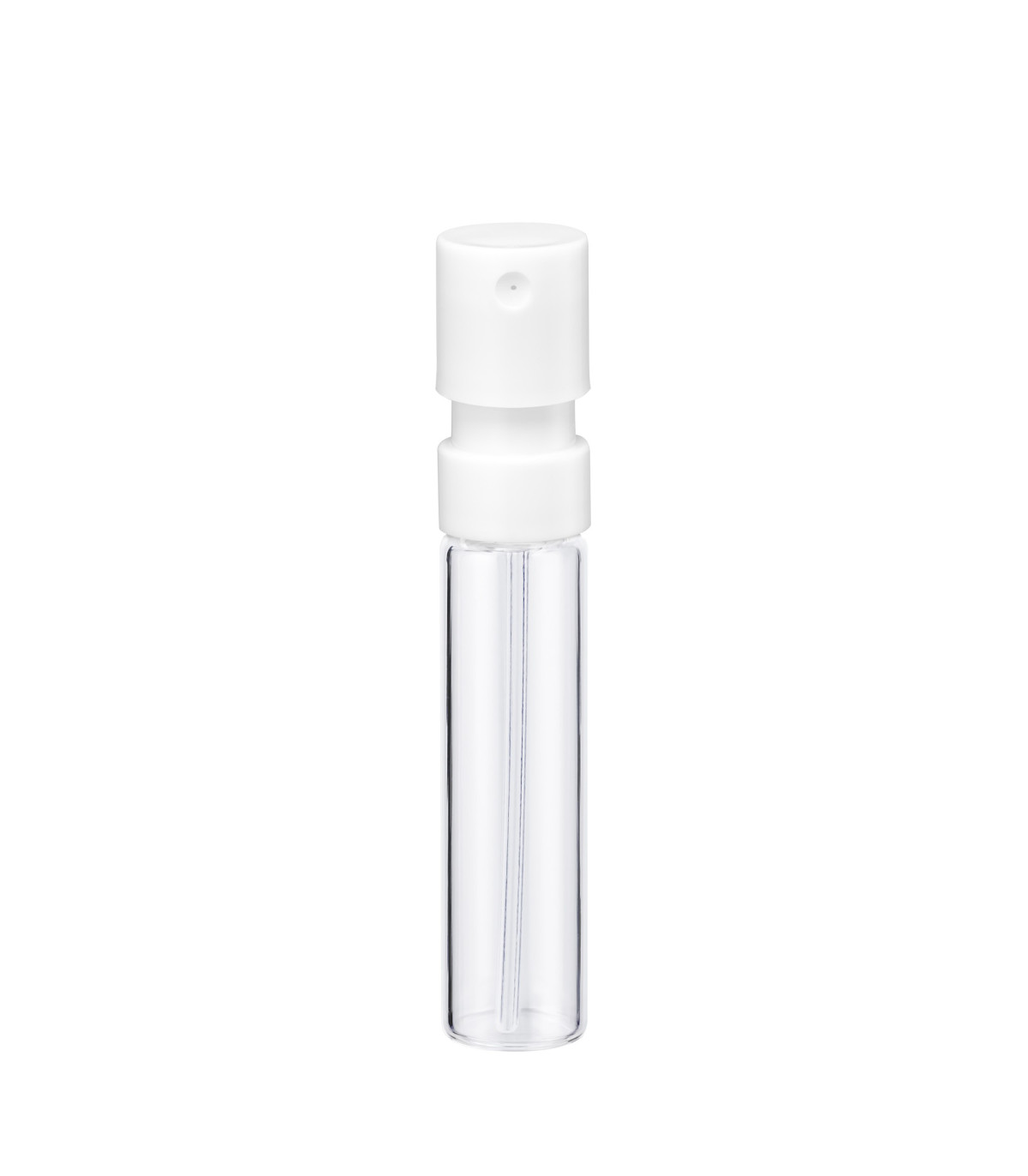 Glasfläschchen 2 ml klar mit weißem Push-on-Zerstäuber
