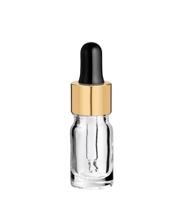 Glasflasche 5 ml klar mit goldener Pipette [2]