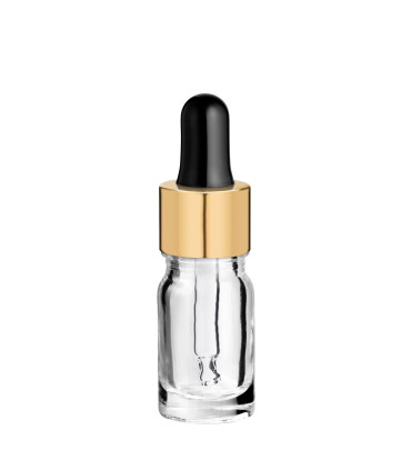 Glasflasche 5 ml klar mit goldener Pipette [2]