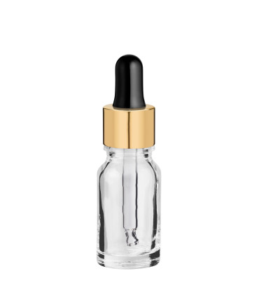 Glasflasche 10 ml klar mit goldener Pipette [2]