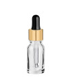 Glasflasche 10 ml klar mit goldener Pipette [2]