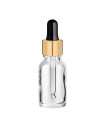 Glasflasche 15 ml klar mit goldener Pipette [2]