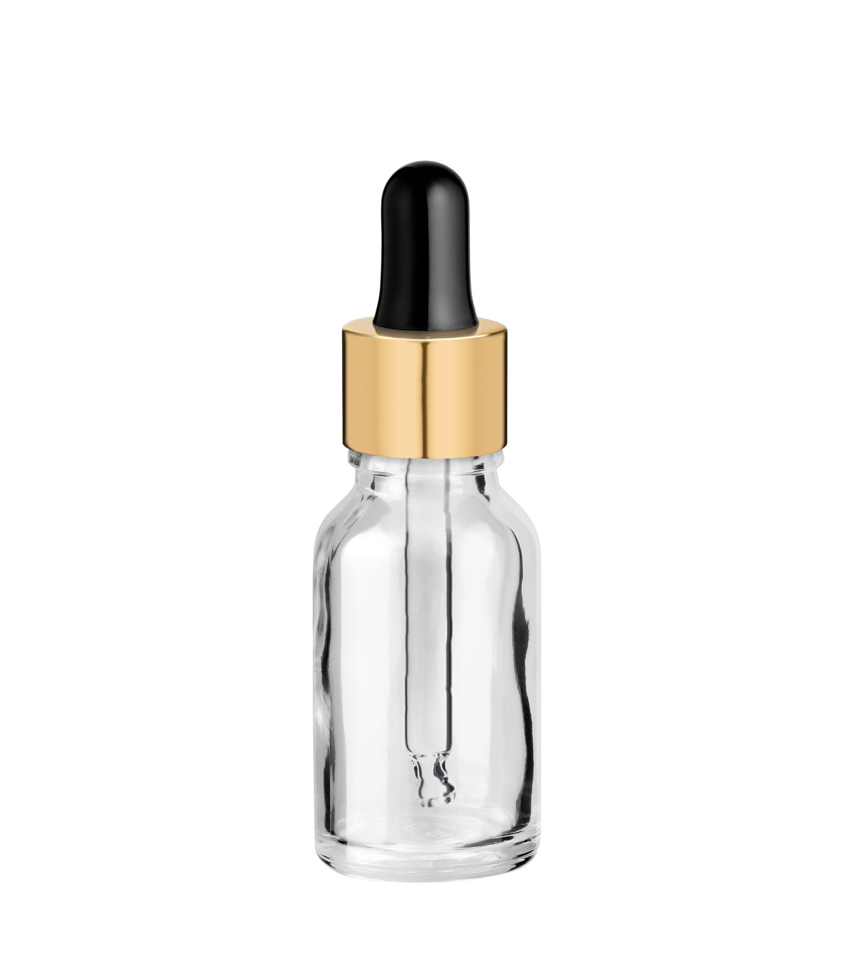 Glasflasche 15 ml klar mit goldener Pipette [2]