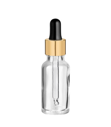 Glasflasche 20 ml klar mit goldener Pipette [2]