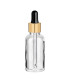 Klarglasflasche 30 ml mit goldener Pipette