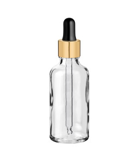 Klarglasflasche 50 ml mit goldener Pipette [2]