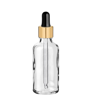 Glasflasche 50 ml klar mit goldener Pipette [2]