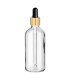 Glasflasche 100 ml klar mit goldener Pipette [2]